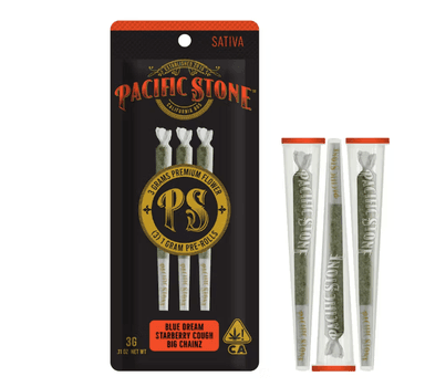 Pacific Stone — Pacific Stone Sativa Variety Preroll 3pk 3g - Purple Tangie (S) Starberry Cough (S) Blue Dream (S) - 3g