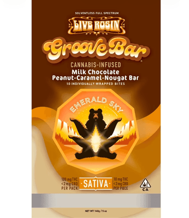 Emerald Sky — Live Rosin Peanut-Caramel Nougat Bar 10mg (100mg) - SATIVA GrooveBar (S) - .1g