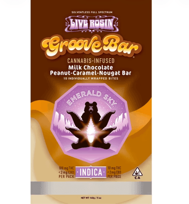 Emerald Sky — Live Rosin Peanut-Caramel Nougat Bar 100mg - INDICA GrooveBar (I) - .1g